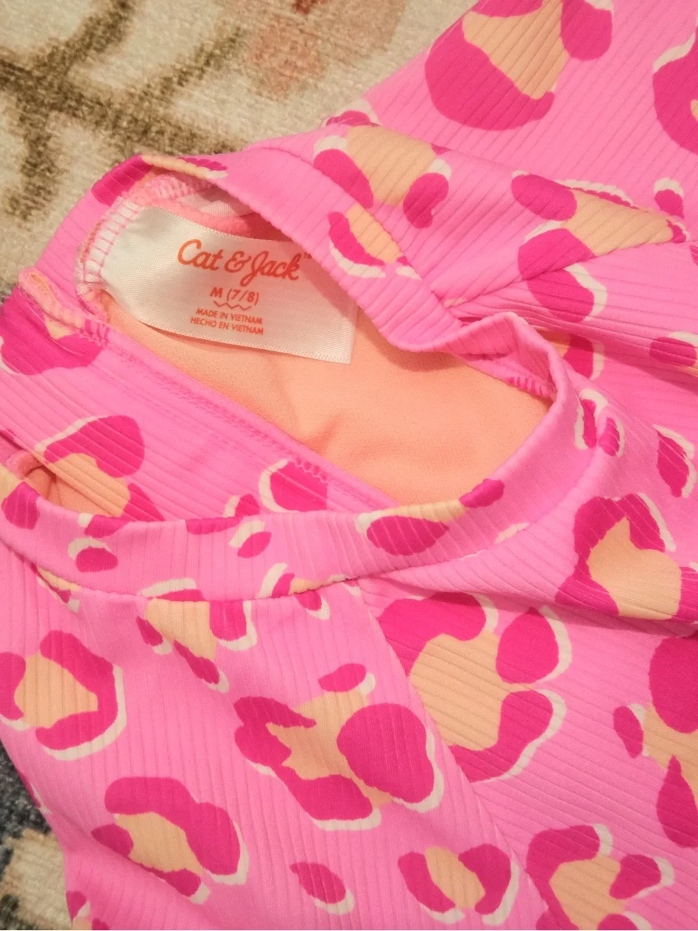 Cat & Jack Pink Leopard Print Long Sleeve Swim Set